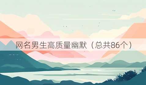 昵称男生高质量幽默