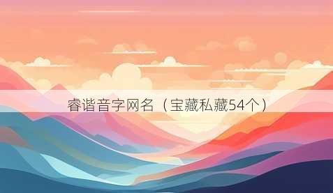 睿谐音字昵称