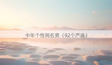 中年个性昵称男