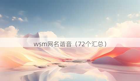 wsm昵称谐音