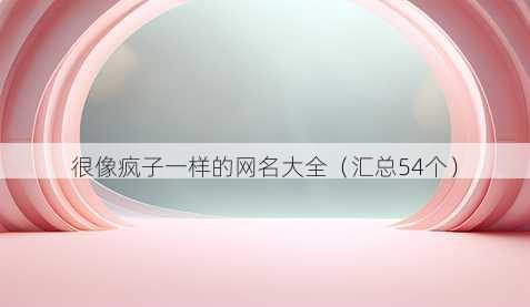 很像疯子一样的昵称大全