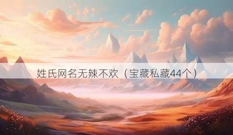 姓氏昵称无辣不欢
