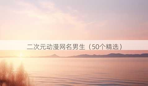 二次元动漫昵称男生
