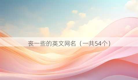 丧一些的英文昵称