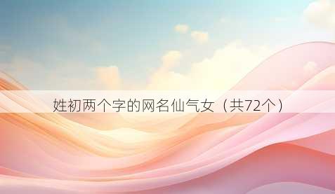 姓初两个字的昵称仙气女