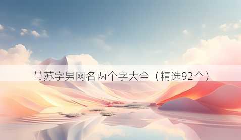 带苏字男昵称两个字大全