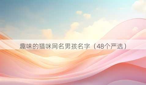 趣味的猫咪昵称男孩名字
