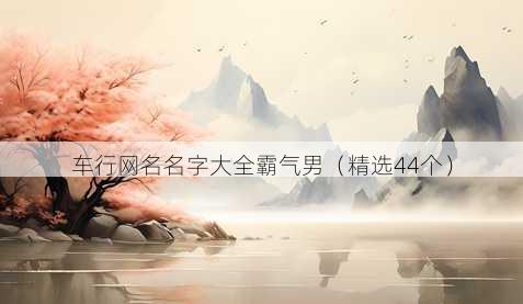 车行昵称名字大全霸气男