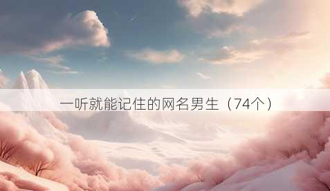 一听就能记住的昵称男生