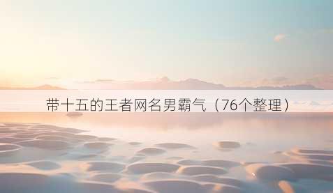 带十五的王者昵称男霸气