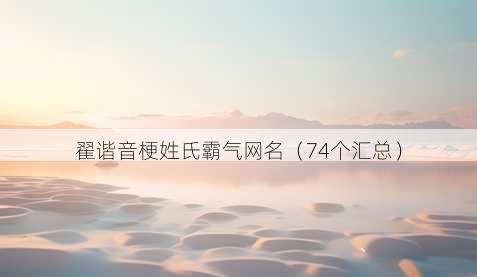 翟谐音梗姓氏霸气昵称